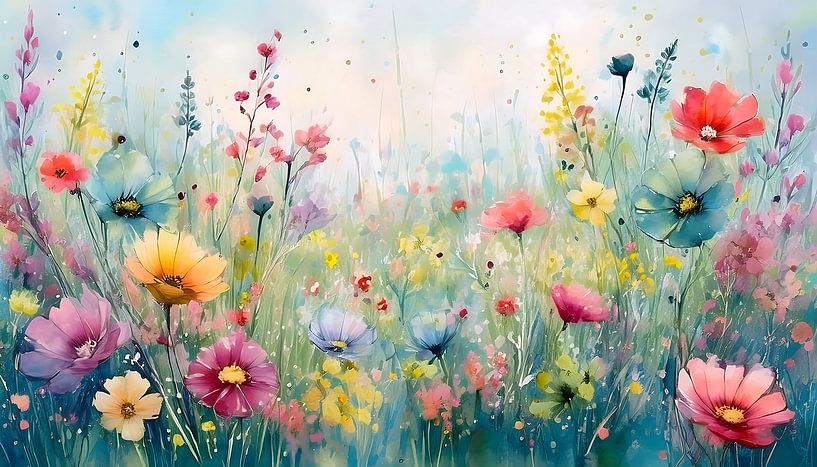 Sommer! Wildblumenfeld in sanften Farbtönen von Studio Pieternel