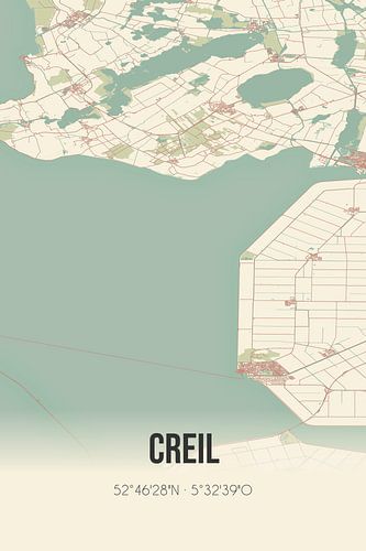Vintage landkaart van Creil (Flevoland)