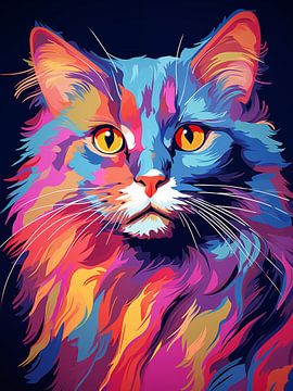 Kattenportret in de stijl van Andy Warhol van Vincent the Cat