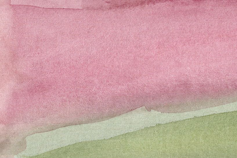 Pink and green minimalist landscape painting II by Dina Dankers