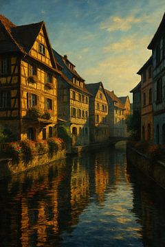 Colmar Reflections – Alsace Canal Evening Glow by Travel Shop