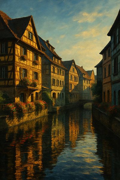 Colmar Reflections – Alsace Canal Evening Glow by Travel Shop