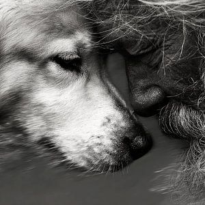 You and Me | An Intimate Black-and-White Portrait of a Man and a Pyrenean Mountain Dog