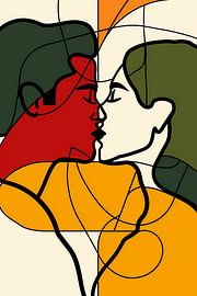 Buntes abstraktes Kunstwerk eines verliebten Paares von Art & Soul Creations