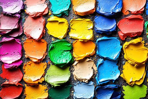 Colour palette with thick oil paints