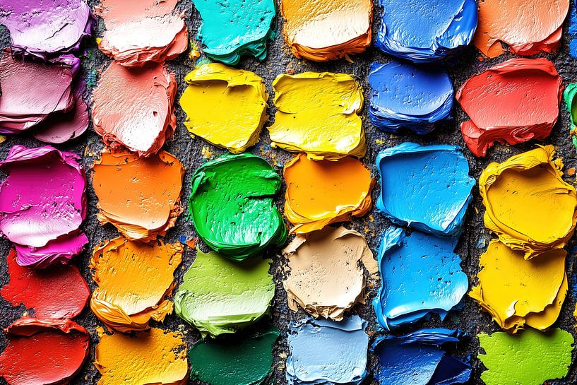 Farbpalette mit dicken Ölfarben von Frank Heinz