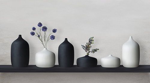 Keramikvasen schwarz/weiß