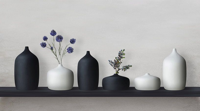 Vases en céramique noir/blanc par Color Square