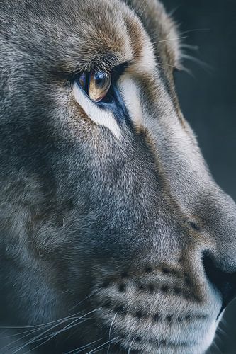 Lioness in Profile Powerful Look in Detail