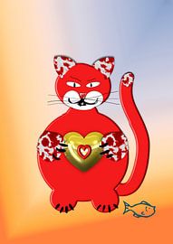 Kinderzimmerbild -  Katze mit Herz 2 von Roswitha Lorz