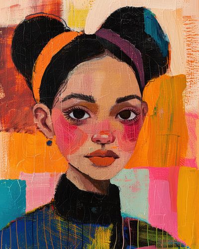 Portret met oranje accent en blik van Digatelier