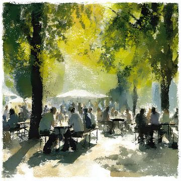 Sunny afternoon in beer garden by Vlindertuin-Art