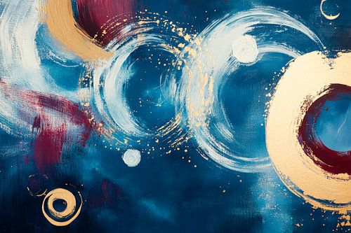 Abstracte kunst in blauw en goud