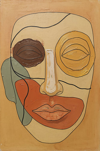 Dialog der Flächen – Maske in Erdtönen