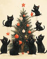 Festliche Katzen und der Weihnachtsbaum