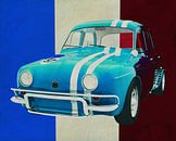 Renault Dauphine Gordini de 1957 devant le drapeau français. par Jan Keteleer Aperçu