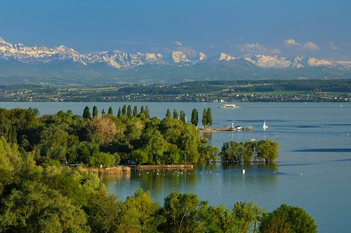 View over Lake Constance to the Swiss Alps