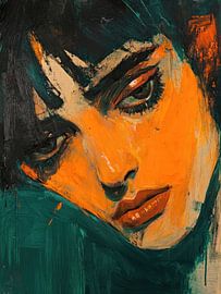 Porträt einer Frau in Orange von Franka Poulain