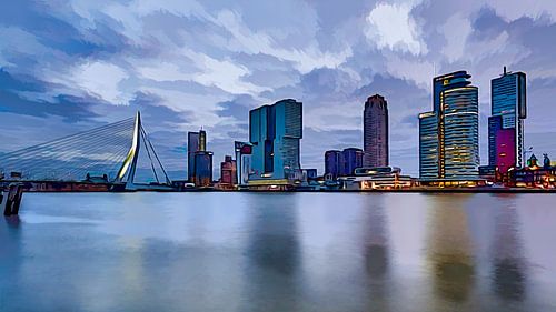 Stripboek Rotterdam met de Kop van Zuid en de Erasmusbrug