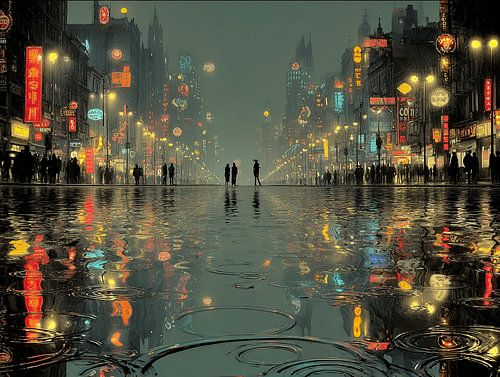 Neon Lights in the Rain