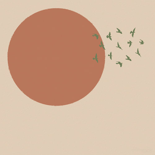 Japandi-zonnecirkel – Vlucht boven de zon
