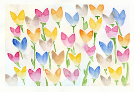 Twolips, aquarel bloemenveld van Siput Art