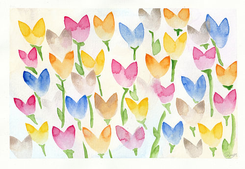 Twolips, Aquarell „Blumenfeld“