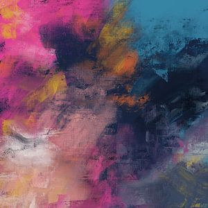 Abstrakt in den Farben Rosa, Gelb, Orange und Blau