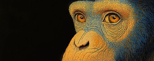 Détail singe | Singe aux yeux orange