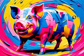 Buntes abstraktes Schweinedesign von Art & Soul Creations