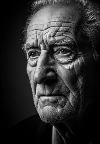 Zwart-wit portret van oudere man