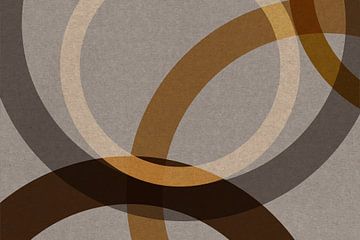 Abstract organic shapes in brown, ocher, beige. Modern geometry in retro style no. 1 by Dina Dankers