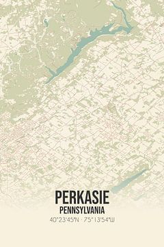 Alte Karte von Perkasie (Pennsylvania), USA. von Rezona