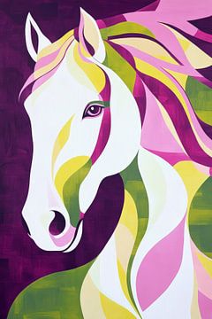 Kleurrijk paardenportret in een moderne stijl van Poster Art Shop