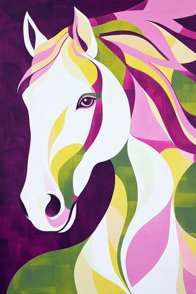 Colourful horse portrait in a modern style by Poster Art Shop