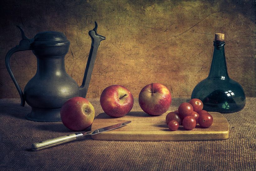still life with apples and small tomatoes by René Ouderling