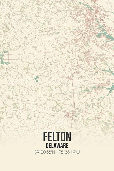 Carte ancienne de Felton (Delaware), USA. par Affiches de lieux