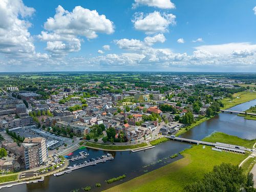 Hardenberg panorama luchtfoto van de stad aan de oever van de vecht