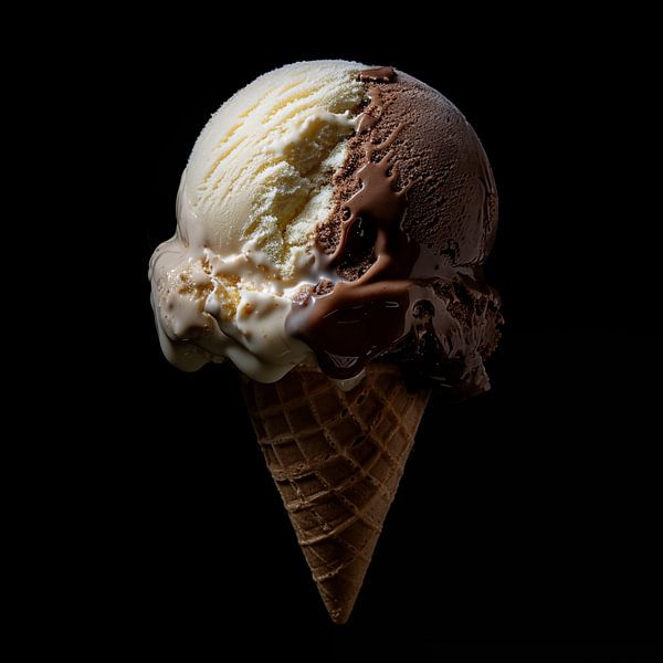 Vanilla and chocolate ice cream cornet by TheXclusive Art