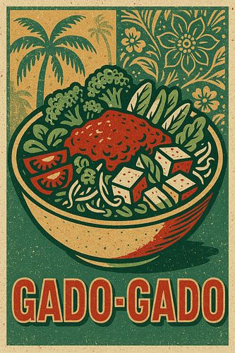 Gado-Gado Muurprint - Vintage Indonesische Keuken Poster