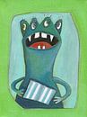 4ogen Monstertje - Schilderij voor Kinderen van Sonja Mengkowski thumbnail
