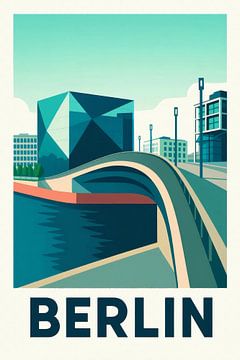 Berlin moderne – Pont et architecture dans une affiche stylée