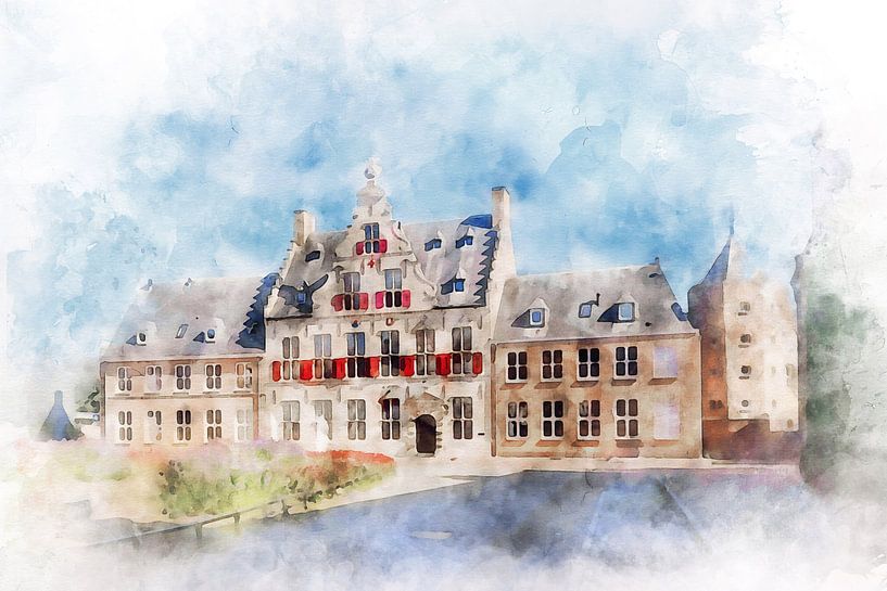 Watercolour painting Sint Jorisdoelen Middelburg by Danny de Klerk