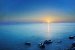 Lever du soleil Mer Égée Samos Grèce sur John Leeninga