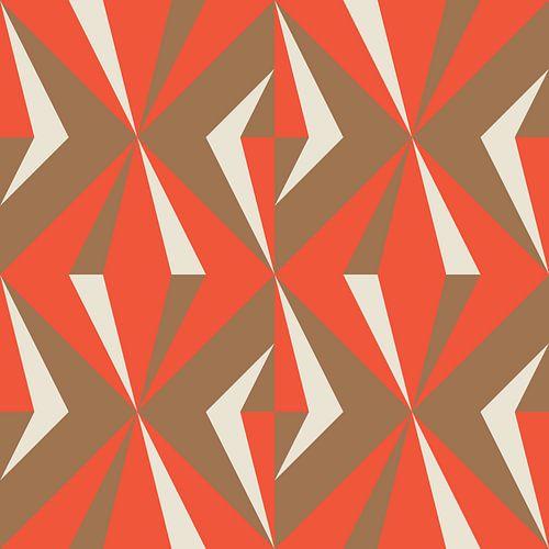 Retro geometrie met driehoeken in Bauhaus-stijl in bruin, oranje, wit