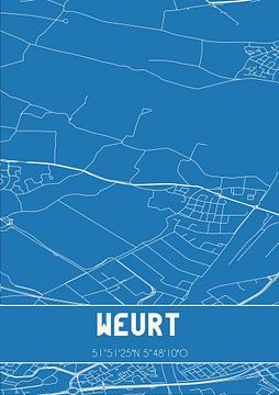 Blauwdruk | Landkaart | Weurt (Gelderland) van Rezona