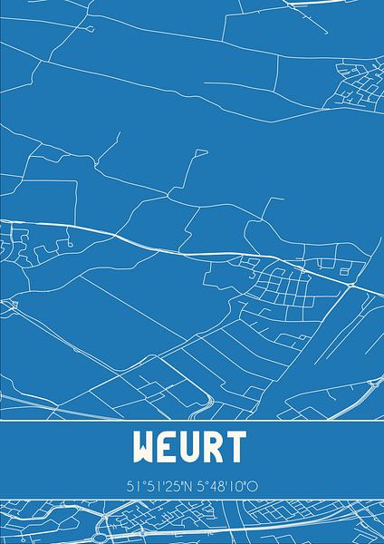 Plan d'ensemble | Carte | Weurt (Gueldre) par Affiches de lieux