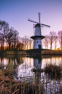Mühle De Hoop in Tholen bei Sonnenaufgang von Rick van Geel