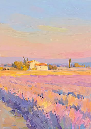 Lavender breeze in front of the white country house