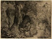 Rembrandt van Rijn,  St. Franziskus unter einem Baum von Rembrandt van Rijn Miniaturansicht